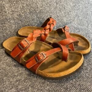 Aerothotic Seraph Cork Sandals Womens 8.5 Brown Synthetic Leather Comfort Shoes